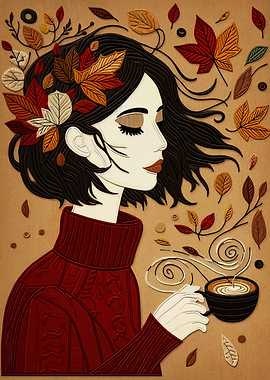 Autumn Woman with Coffee