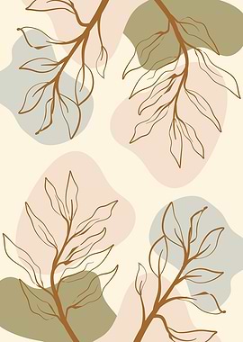 Minimalist Floral Art with Abstract Shapes