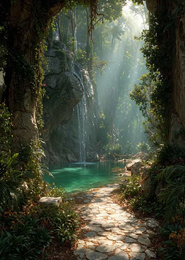 Secret Waterfall Stone Path