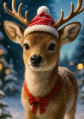 Christmas Deer Portrait