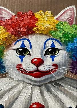 Clown Cat Portrait Painting