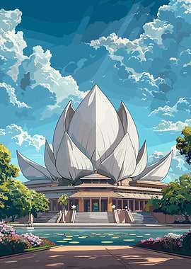 Lotus Temple Digital Art