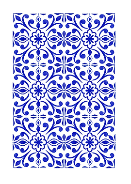 Blue and White Floral Tile Pattern