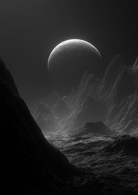 Monochrome Lunar Landscape