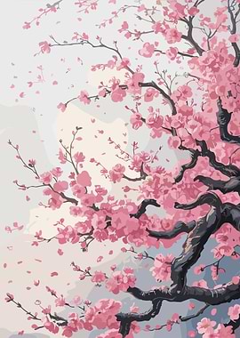 Japanese Pink Cherry Blossom Tree