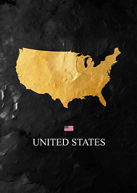 United States Map on Black Background