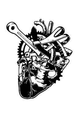 Mechanical Heart Black and White