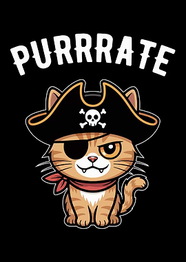 Purrrate Cartoon Cat Pirate
