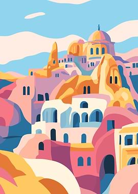 Pastel Cappadocia Abstract Illustration Art