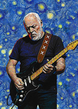 David Gilmour Starry Night Style Portrait