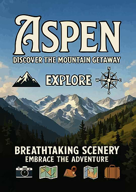 Aspen Mountain Getaway Travel Poster