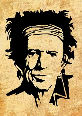 Keith Richards Portrait Black Silhouette