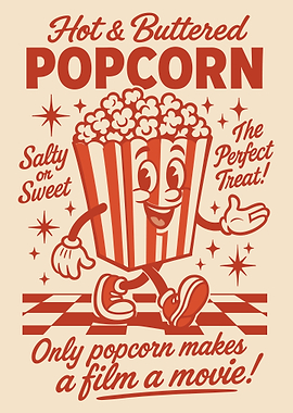 Retro Popcorn Cartoon Illustration