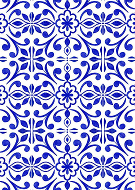 Blue and White Floral Pattern