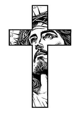 Jesus Christ Cross Black and White