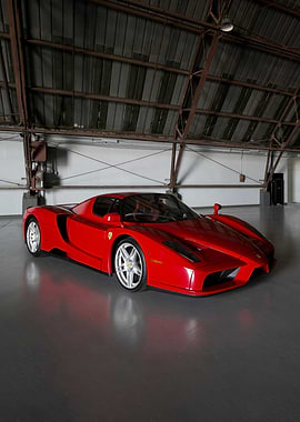 Red Ferrari Enzo in Hangar