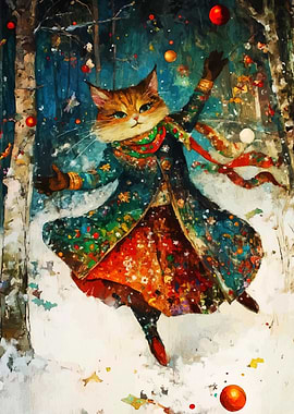 Whimsical Winter Cat