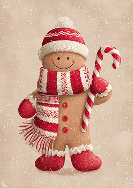 Gingerbread Man with Candy Cane