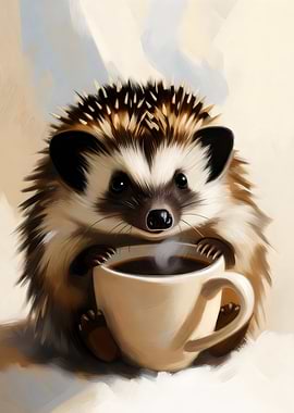 Hedgehog with Coffee