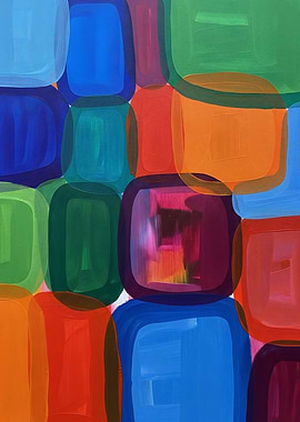 Colorful Abstract Rounded Rectangles Painting