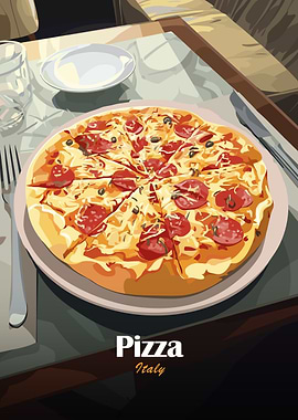 Pepperoni Pizza Illustration