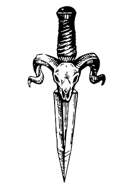 Ram Skull Dagger Black and White