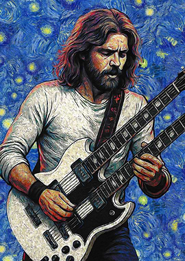 Guitarist in Van Gogh Style