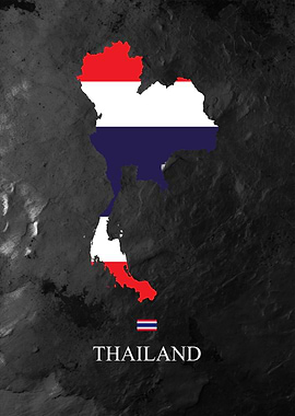 Thailand Map Flag Grunge