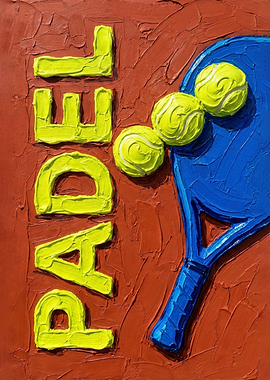 Padel Art with Balls and Racket