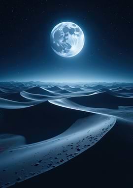 Moonlit Desert Landscape