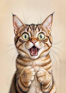 Surprised Tabby Cat Portrait