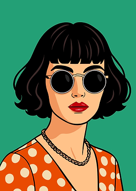 Retro Woman with Sunglasses Portrait