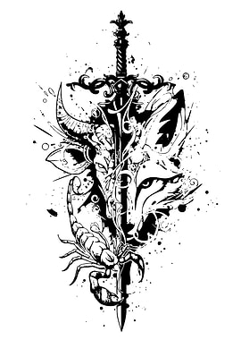 Sword, Scorpion, and Animal Fusion Art
