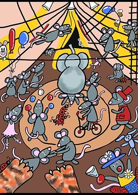 Mouse Circus Cartoon Drawing Hand Drawn