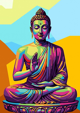 Colorful Buddha Statue Pop Art