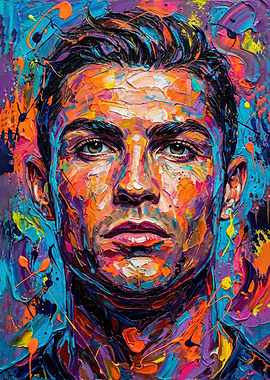Cristiano Ronaldo Colorful Portrait Painting