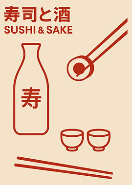 Sushi and Sake Illustration