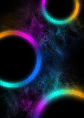 Neon Rings with Smoke