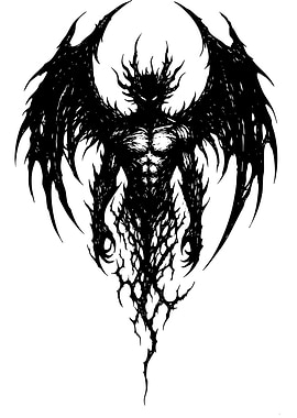 Black Ink Demon with Wings