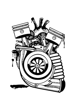 Mechanical Heart with Pistons and Turbo