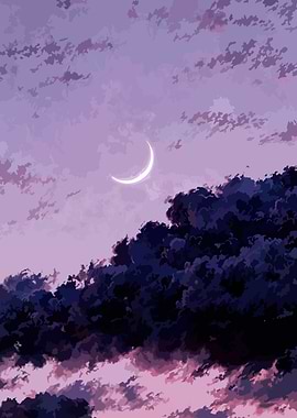 Crescent Moon and Clouds