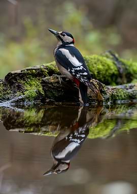 Woodpecker Reflection in Water