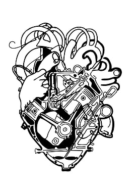 Engine Heart Line Art