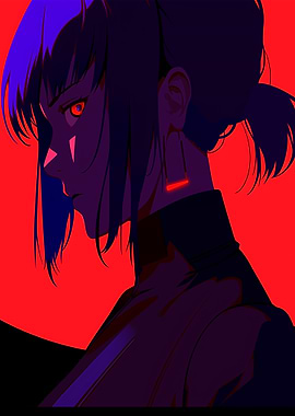 Anime Girl Profile with Red Eyes