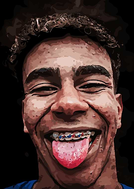 Lamine Yamal Smiling Man with Braces and Tongue