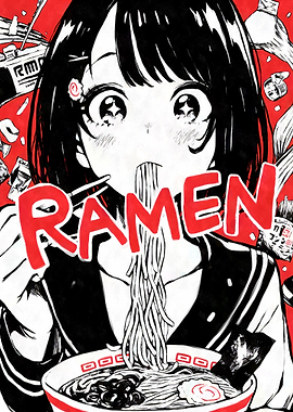 Anime School Girl Eating Ramen
