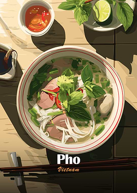 Vietnamese Pho Noodle Soup Illustration