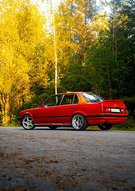 Red BMW E30 in Nature
