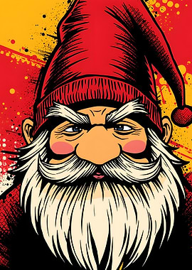 Grumpy Santa Claus Pop Art Portrait