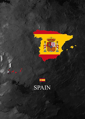 Spain Map with Flag Overlay